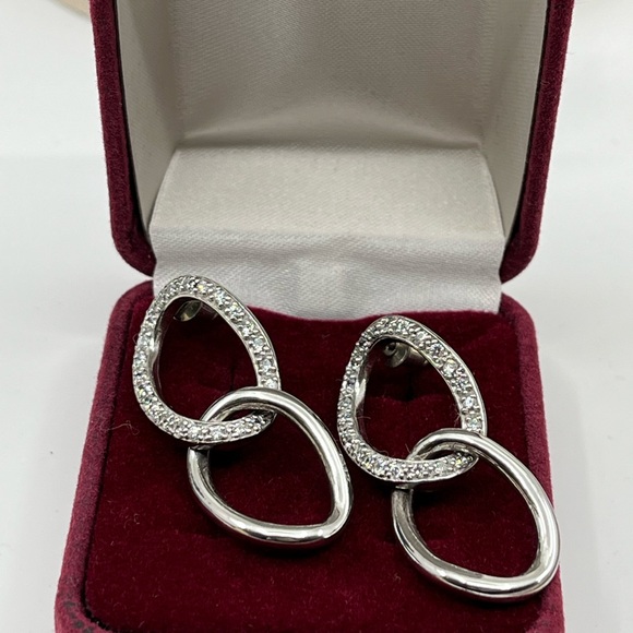 Vintage Sterling Silver Dangle Earrings with Brilliant Sparkle - Picture 5 of 15